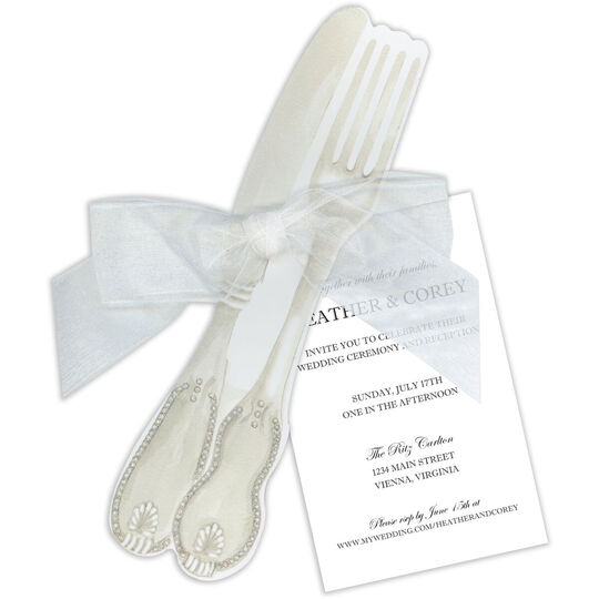 Silver Flatware Die-cut Invitations